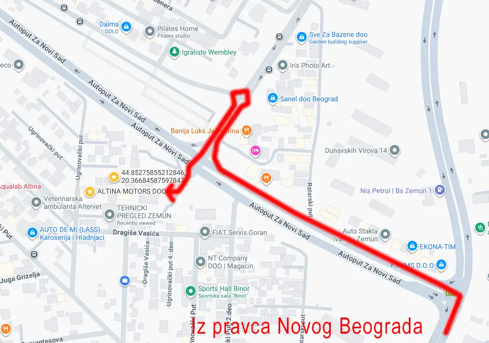 Kako doći do tehničkog pregleda Altina Motors sa Novog Beograda preko autoputa